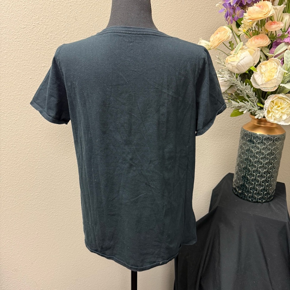 Nike Black Scoop Neck Graphic Logo Tee L | Classic Athletic Casual Top - Picture 3 of 7